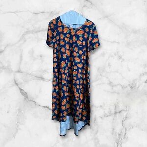 LuLaRoe high low dress navy with orange floral design small cotton spand…